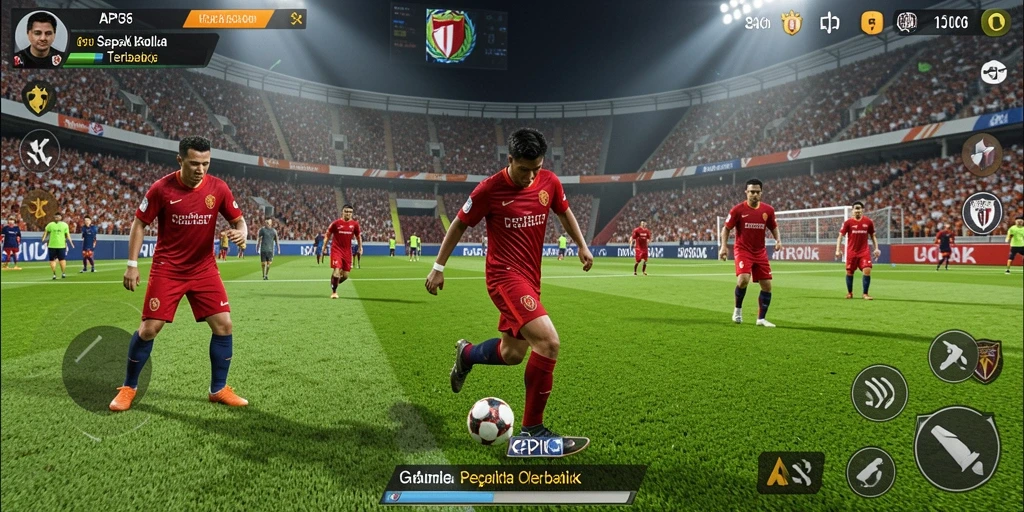 Tampilan gameplay menegangkan di lapangan sepak bola.