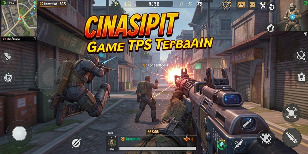 Screenshot utama CINASIPIT menampilkan aksi seru dalam game TPS.