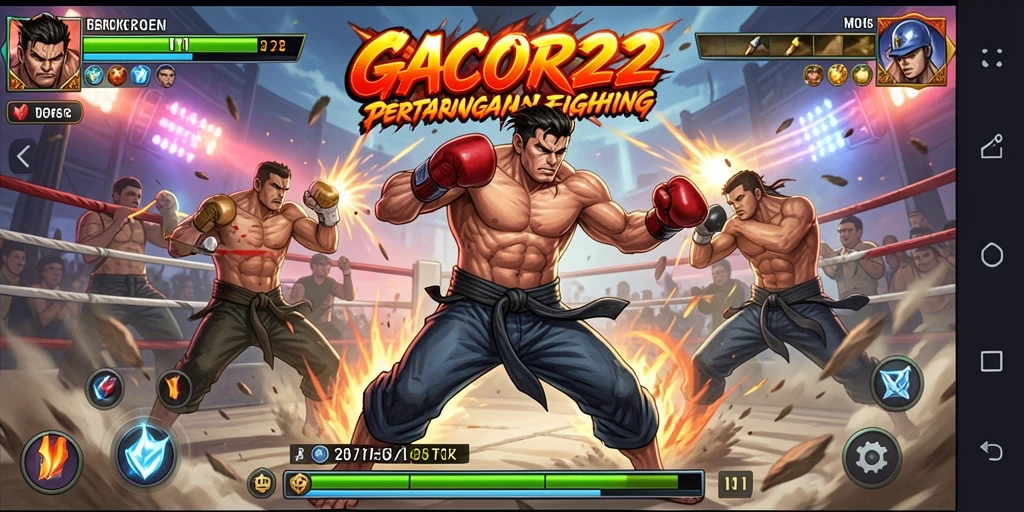 Screenshot GACOR22 menunjukkan pertarungan karakter yang mendebarkan dan aksi yang intens.
