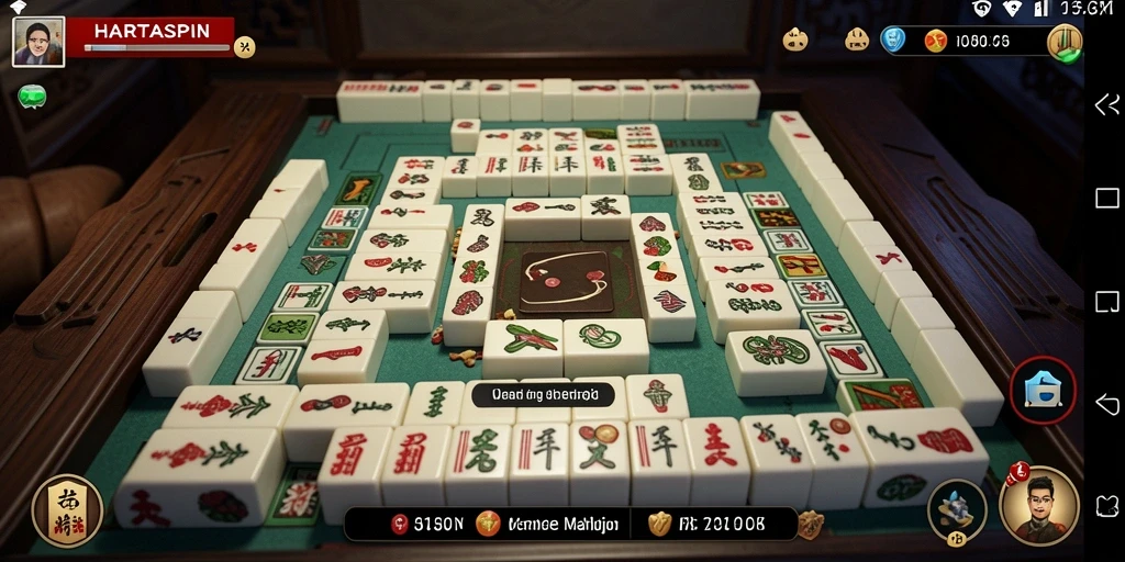 Tangkapan layar gameplay HARTASPIN yang menampilkan aksi Mahjong yang dinamis.