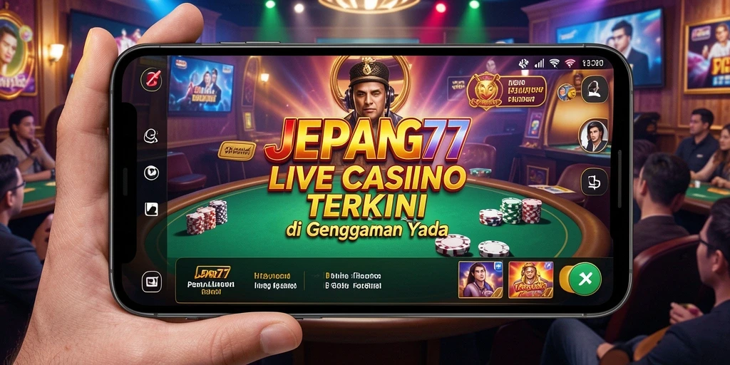 Screenshot gameplay Live Casino JEPANG77 menampilkan dealer dan meja permainan.