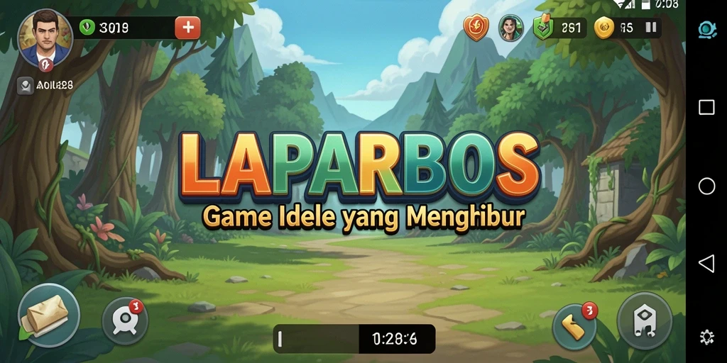 Screenshot gameplay LAPARBOS menampilkan aksi mengumpulkan sumber daya yang menarik.