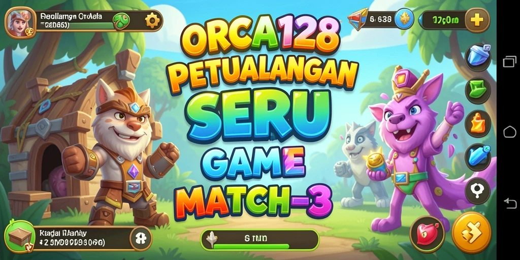 Gameplay seru mencocokkan permata dalam ORCA128.