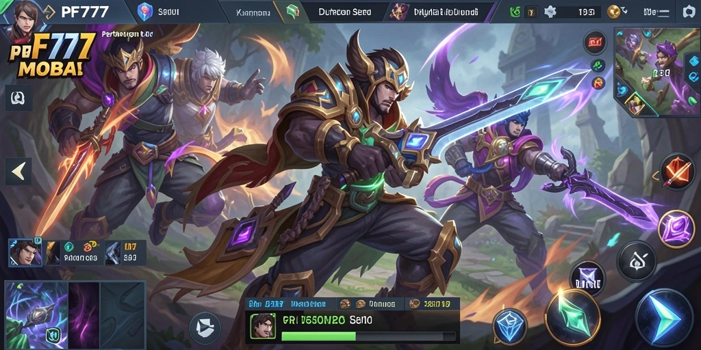 Tampilan mendebarkan dari pertempuran dalam game MOBA PF777.