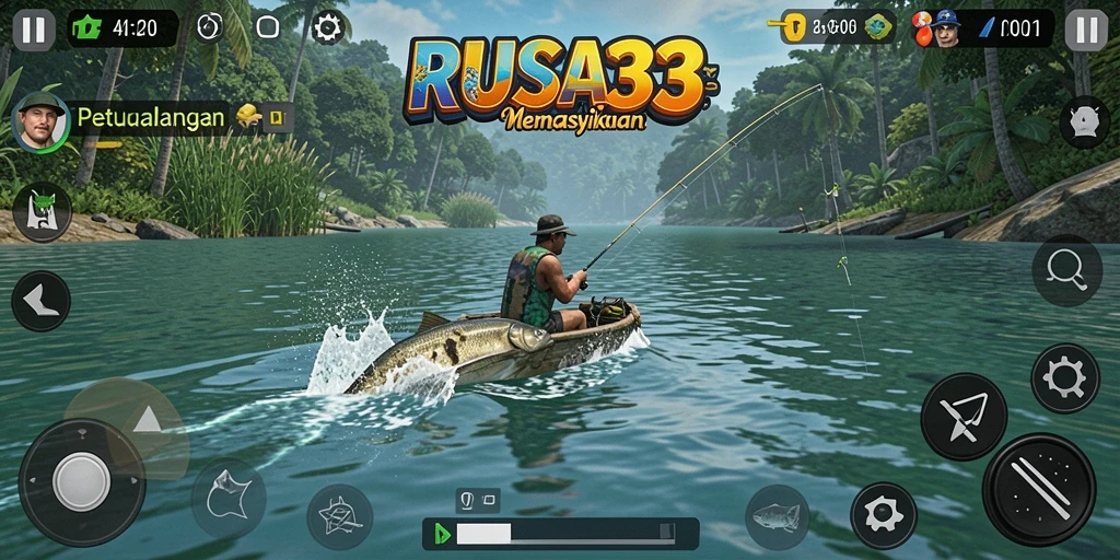 Tampilan gameplay RUSA33 yang menarik saat menangkap ikan.