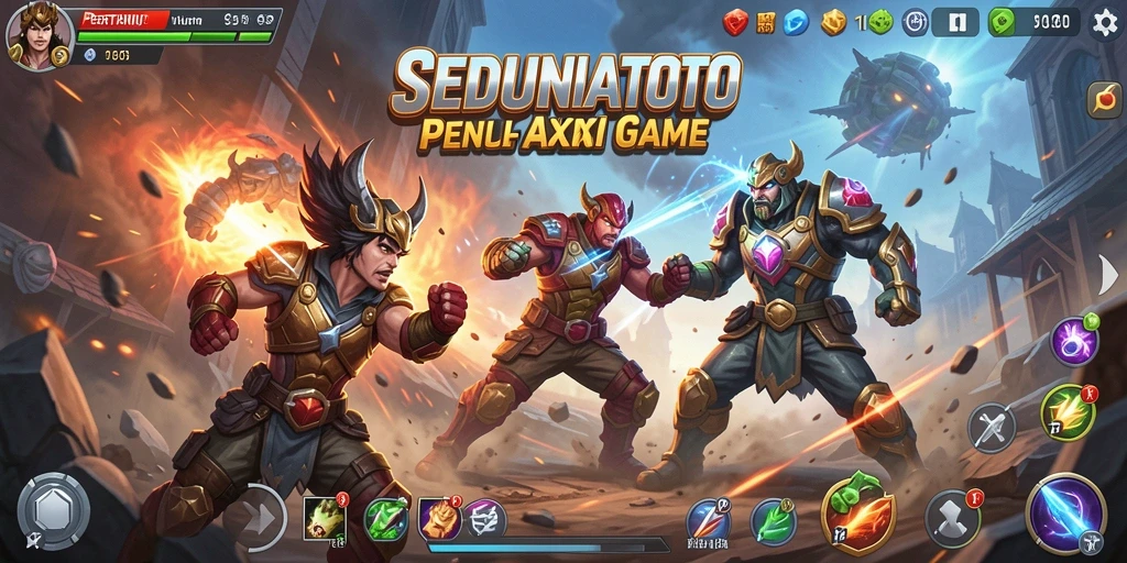 Tampilan dinamis pertarungan dalam SEDUNIATOTO yang menonjol.